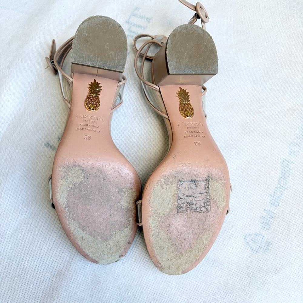 Aquazzura Beige Ankle Strap Heels Size 36 - Picture 6 of 7